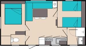 Mobilhome Confort - 2 bedrooms -28m² - TV - Fan