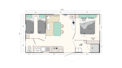 Mobile-home Confort Plus 28 m² - airconditioned
