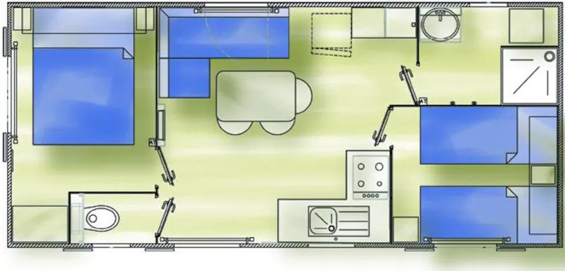Mobil Home Confort Climatisé - 2 Ch - 26.52M² / Chêne Vert