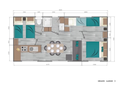 MOBIE LHOME  Grand Large air- TV - conditioning 3 bedrooms 36.96m² — 10