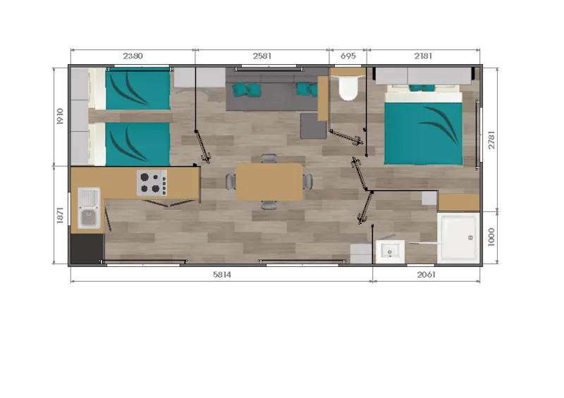 Mobil Home Premium Climatisé - Tv - Lave Vaisselle - 2 Ch - 32.80M²/ Amandier