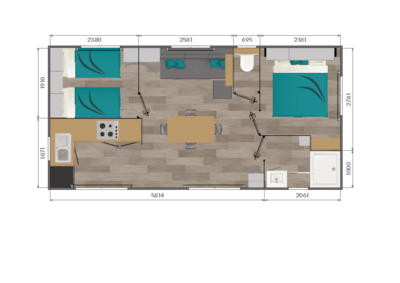 MOBIL HOME Premium Air-conditioned - TV - LV - 2 bedrooms - 32.80m²/ Amandier — 2