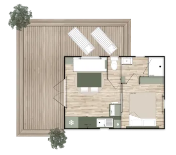 Mietunterkunft - Mobil Home Premium Klimatisiert - Tv - Geschirrspülmaschine - 1 Zi - 20M²/ Santoline - Camping Les Chênes