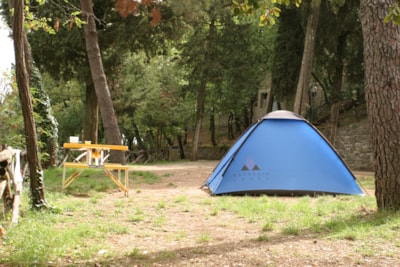 Place tent by foot — 2
