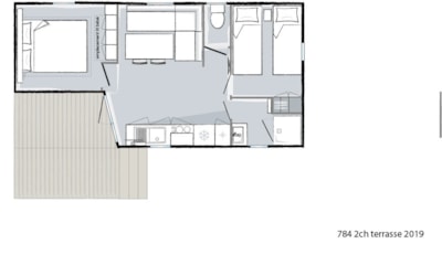 Mobil home 2 chambres climatisé - 28m²