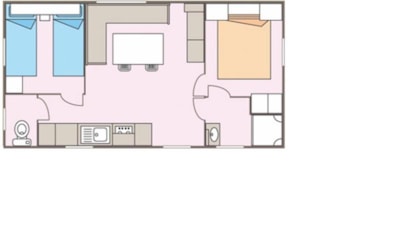Mobile home Confort 30m² (2 bedrooms-TV) + covered terrace 11 m²