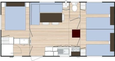 Mobile-home Standard 30 m² (3 bedrooms) with Half-covered terrace 15 m² + TV