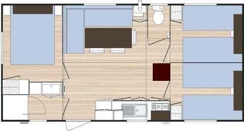 Mobil-Home Standard 30 M² (3 Chambres) Avec Terrasse Semi-Couverte 15 M² + Tv