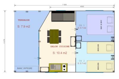 Freeflower Standard 30m² (2 bedrooms) - sheltered terrace 8m² incl. - without private facilities