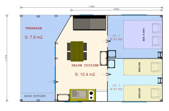 Freeflower Standard 30M² (2 Chambres) Dont Terrasse Couverte 8M² - Sans Sanitaires