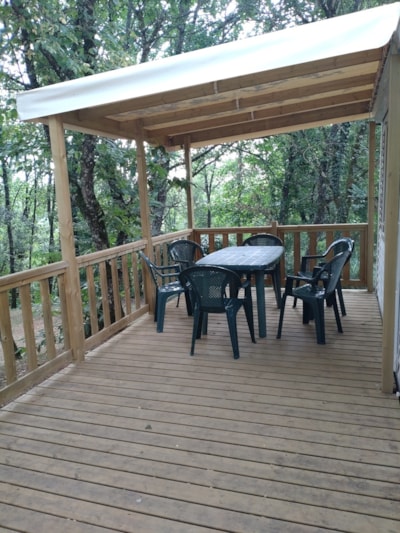 Mobile-home Standard 30 m² (3 bedrooms) with Half-covered terrace 15 m² + TV