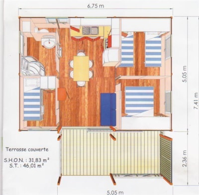 Bungali Tent Trigano 28m² / 2 bedrooms- Terrace (without toilet blocks) — 3