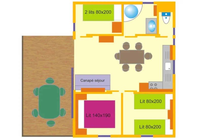 Grand Chalet 32M² / 3 Chambres - Terrasse Couverte - Climatisation
