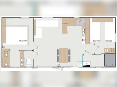 Mobile home PREMIUM 36m² / 2 bedrooms - Air conditioned - Covered terrace — 4