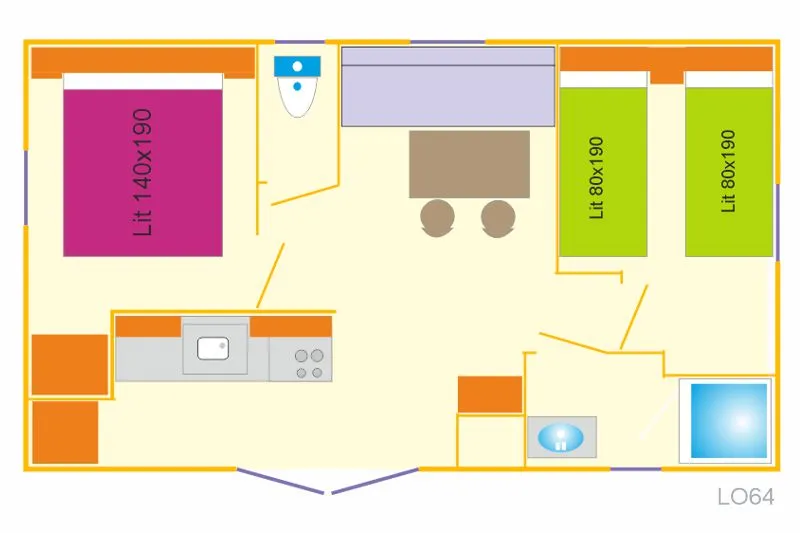 Mobil-Home 26M² / 2 Chambres - Terrasse 15M²