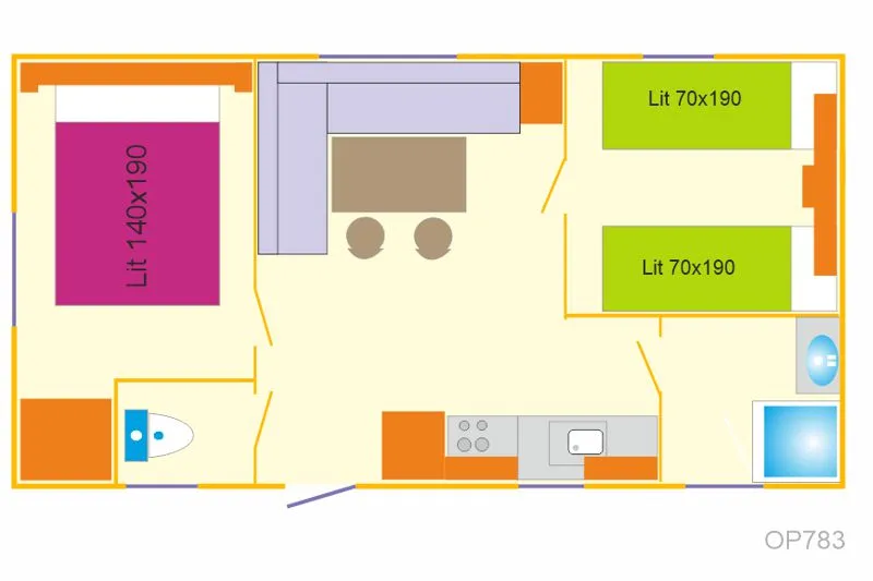 Mobil-Home 26M² / 2 Chambres - Terrasse 15M²