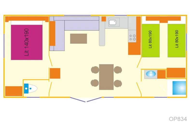 Mobil-Home 26M² / 2 Chambres - Terrasse 15M²