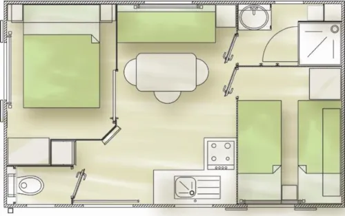 Mietunterkunft - First Mobilheim - 2 Zimmer - 22M² - image n°3 - CAMPING LA DIGUE