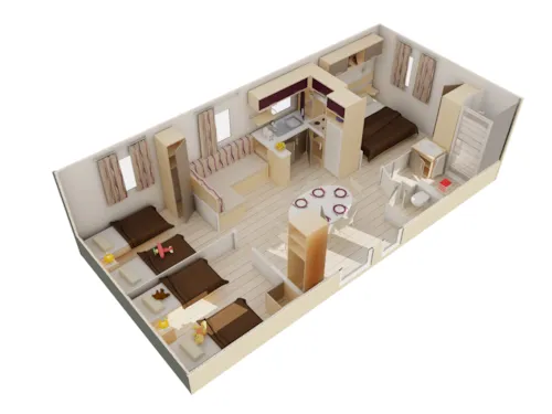 Mietunterkunft - Premium Mobilheim - 3 Zimmer - 32M² Mit Sanitär - image n°3 - CAMPING LA DIGUE