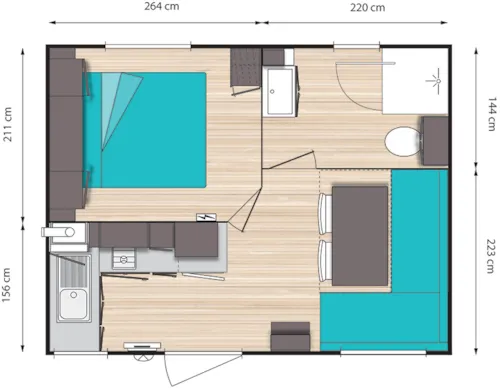 Location - Mobil Home O Hara 1Ch - 19M2 - image n°5 - Camping Les Acacias