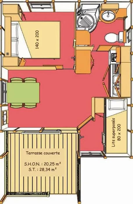 Location - Chalet N°4 Albizia 28 M² Tout Confort Option Tv Climatisation En Option - image n°6 - CAMPING ISERAND CALME et NATURE***