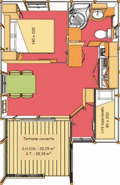 Cabin No. 4 Albizia, 28 m², fully equipped, optional TV, optional air conditioning