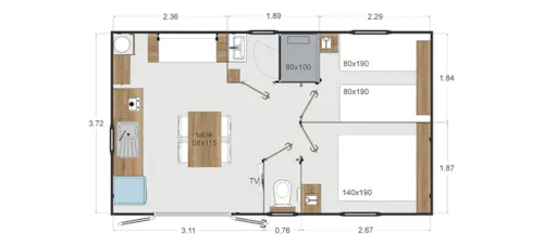 Location - Chalet N°3 Cosy 32 M²  Tout Confort Et Climatisé - image n°6 - CAMPING ISERAND CALME et NATURE***