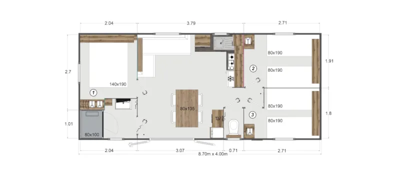 Mobil-Home 3Ch 32M²