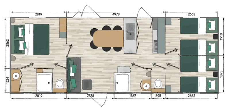 Mobil-Home Seychelles 3 Chambres / Climatisation, Lave-Vaisselle, 2 Sdb