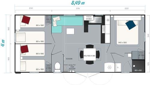 Mobile Home Cottage 32M² / 3 Chambres - Terrasse Semi Couverte + Climatisation + Lave-Vaisselle