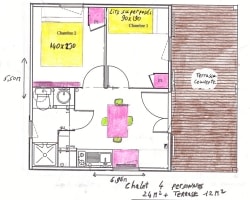 Chalet 24m² (2 badrooms) with covered terrace