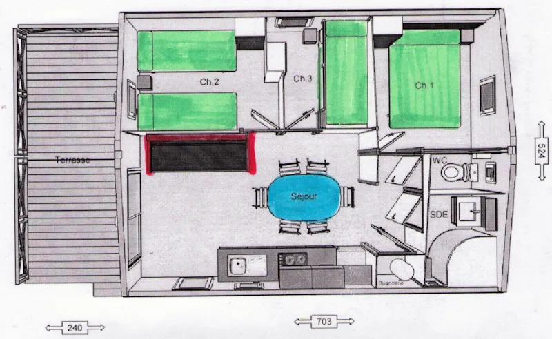 Chalet 35M² (3 Chambres) Avec Terrasse Couverte