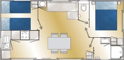 Mobil-Home Sirius 46M² 2 Chambres - Terrasse 1/2 Couverte
