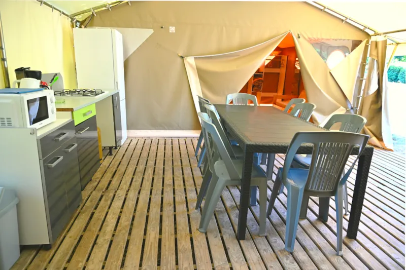 Bungalow Toilé Meublé 10 Pers. Canada Xxl 64M² (5 Chambres) Avec Terrasse Couverte