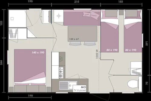 Mietunterkunft - Mobilheim Standard 2 Schlafzimmer - image n°7 - Domaine de la Plage
