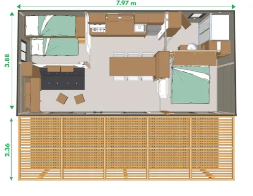 Huuraccommodatie(s) - Chalet Signature 2 Slaapkamers - image n°9 - Domaine de la Plage