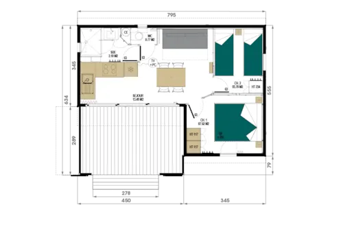 Huuraccommodatie(s) - Premium Plein Air Chalet Met 2 Slaapkamers - image n°7 - Domaine de la Plage