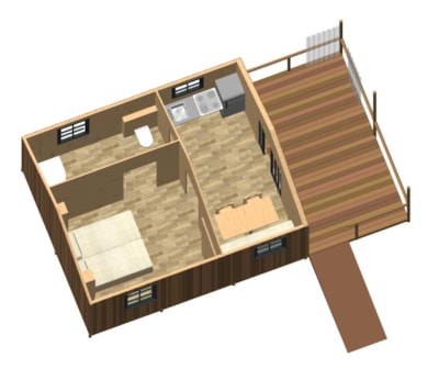 LODGE CAPE TOWN 27m² (1 bedrooms) adapted to the people with reduced mobility - Airco
