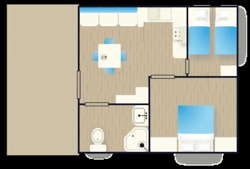 Mietunterkunft - Chalet Origan With Airco For Guests With Limited Mobility - image n°5 - GERVANNE CAMPING