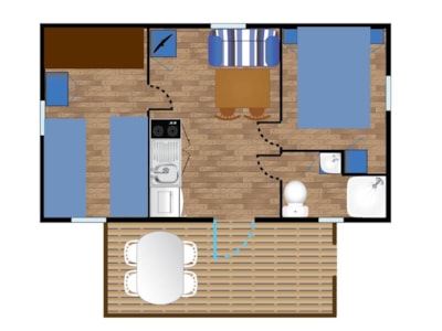 Mobile-home Domino STANDARD 24m² - 2 bedrooms + TV + Half-covered terrace 10m²
