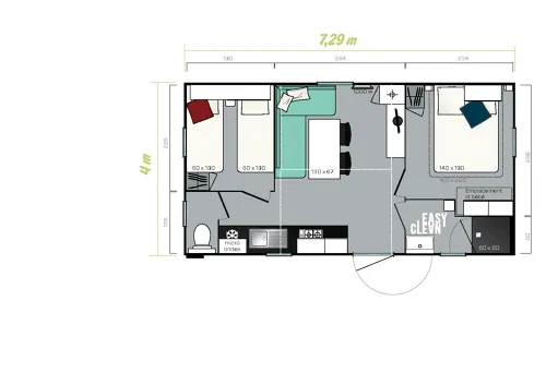 Location - Mobil Home Lavande Confort 28M² 2 Chambres +Tv + Climatisation +Terrasse Couverte 11M² - image n°2 - Flower Camping LES TRUFFIERES