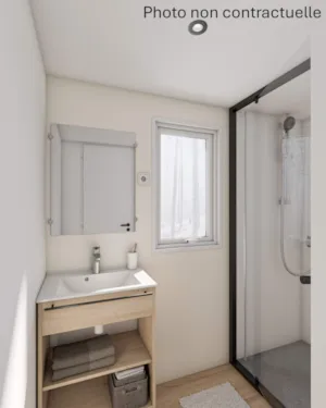 Locatif - Mobile-home PREMIUM 20m²  1 bedroom +TV + air-conditioning + dishwasher + sheltered terrace 10m² - Flower Camping LES TRUFFIERES