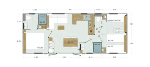 Location - Cottage Premium 3 Chambres - image n°8 - Camping CHAMP LA CHEVRE