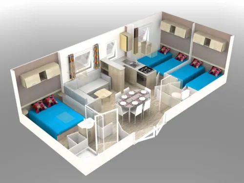 Location - Mobil-Home Confort 33M² 3 Chambres - Terrasse Semi-Couverte - Climatisation - image n°6 - Flower Camping Les Rives de l'Aygues