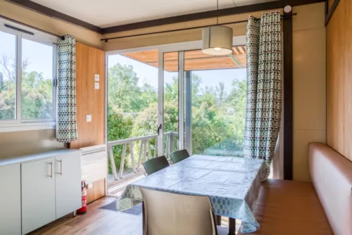 Location - Chalet Confort 25M² 2 Chambres  - Terrasse Couverte - Climatisation - image n°4 - Flower Camping Les Rives de l'Aygues