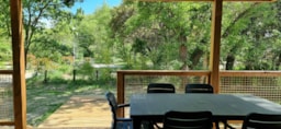 Location - Chalet Confort 35M² 3 Chambres Terrasse Semi-Couverte + Climatisation - Flower Camping Les Rives de l'Aygues