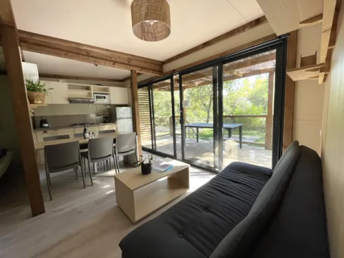Accommodation - Chalet Confort 35M² 3 Bedrooms Half-Covered Terrace + Air-Conditioning - image n°2 - Flower Camping Les Rives de l'Aygues