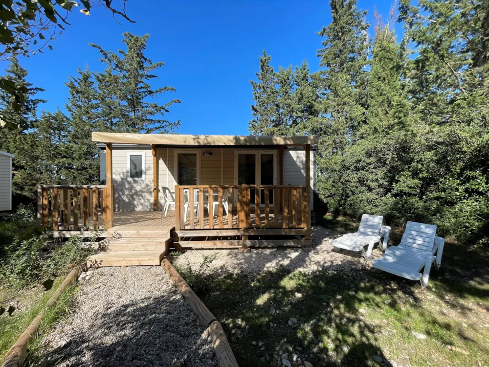 Huuraccommodatie(s) - Stacaravan Premium 29 M² 2 Slaapkamers Half-Schaduwrijk Terras + Airconditioning + Vaatwasmachine - Flower Camping Les Rives de l'Aygues