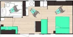 Location - Mobil Home Premium Pmr Life - 31M²- 2 Chambres + Clim - image n°2 - CAMPING LES CLOS