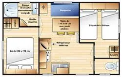Location - Mobil Home 24 M² Irm Vénus 2 Chambres - CAMPING LES CLOS